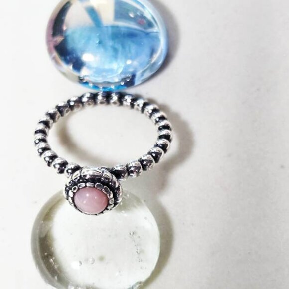 Authentic Pandora October Birth Stone Ring Size 5.5 Sterling Silver Pink Stone - Picture 8 of 8